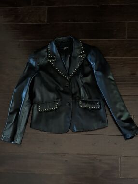 Will I Smith Soft Lamb Leather Studded Blazer 19x23 Measurements